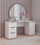 Schreibtisch | Weiß | Push-to-open Funktion | 1 Drehtür | 160 cm Arbeitsfläche | Maße: 160 x 52 x 78 cm | 2 Schubladen | funktional und stilvoll | 2 Fächer | für Büro