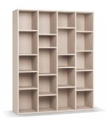Bücherregal | 20 Fächer | Farbe: Beige | sehr stabiles Regal auch bei Belastung | Maße: 148,5 x 38 x 185 cm | 16 Holzeinlegeböden | genügend Stauraum