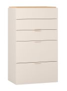 Kommode | Farbe: Beige | Griffe: Beige | 5 Schubladen | Soft-Close-Funktion | Maße: 75 x 42 x 127,5 cm | asymmetrische Schubladen | kratzfest