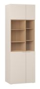 Vitrinenschrank | 2 Glastüren | Farbe: Beige | inkl. LED-Beleuchtung | 12 Fächer | Griffe: Beige | Maße: 70 x 42 x 206 cm | Soft-Close-Funktion