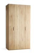 Falttür / Kleiderschrank | Farbe: Eiche | 2 Türen | inkl. LED-Beleuchtung mit Bewegungssenor | 124 x 60 x 240 cm | 8 Fächer | Soft-Close-Funktion