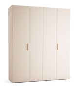 Falttür / Kleiderschrank | Farbe: Beige | 3 Schubladen | 1 Kleiderstange | 8 Fächer | 203 x 60 x 240 cm | inkl. LED-Beleuchtung mit Sensor | Soft-Close