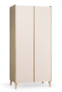 Drehtürenschrank | 2 Türen | Farbe: Beige | 5 Fächer | 2 Kleiderstangen | Soft-Close-Funktion | Maße: 94,5 x 60 x 204 cm | inkl. LED-Beleuchtung