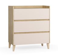 Kommode mit drei Schubladen | Farbe: Eiche / Beige | Soft-Close-Funktion | Maße: 94,5 x 48 x 106,5 cm | minimalistisch | ABS-Kantenschutz | für Wohnzimmer
