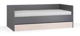 Gästebett mit Schublade | Farbe: Graphit / Beige | inkl. Hublift Lattenrost | Tagesbett | Liegefläche: 90 x 200 cm | ABS-Kantenschutz