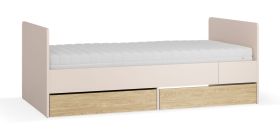 Kinderbett | 2 Schubladen | Jugendbett | Farbe: Beige / Eiche | Liegefläche: 90 x 160 - 200 cm | Vergrößerbar | inkl. Lattenrost | für Kinderzimmer