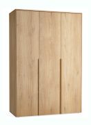 Kleiderschrank 3-türig | Farbe: Eiche | integrierte LED-Beleuchtung | Soft-Close Funktion | 153 x 60 x 223 cm | 3 Schubladen | 1 Kleiderstange | 7 Fächer