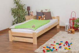 Kinderbett / Jugendbett Kiefer Vollholz massiv natur A9, inkl. Lattenrost - Abmessung 90 x 200 cm 