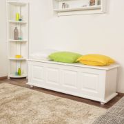 Truhe Holztruhe Kiefer massiv Vollholz weiß lackiert 179 – 50 x 154 x 46 cm (H x B x T), Sitztruhe Truhenbank