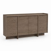 Schlichte Kommode Illgau 01, Baltic Storm - Dunkelbraun, 90 x 200 x 38 cm, mit 4 Türen und 6 Fächern, Push-to-open System, hochwertig verarbeitet, Soft Close System