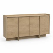 Schlichte Kommode Illgau 01, Cremona - Hellbraun, 90 x 200 x 38 cm, mit 4 Türen und 6 Fächern, Push-to-open System, hochwertig verarbeitet, Soft Close System