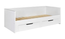 Einzelbett / Jugendbett | 90 x 200 cm | 2 Schubladen | Weiß | inkl. Lattenrost | schlichtes Design | für Gästezimmer oder Jugendzimmer
