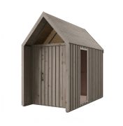 Geräteschuppen mit Dreieckfenster | Außenmaße: 162,4 x 207,7 cm | Grau-Beige | Grundfläche: 4,50 m² | Skandinavischer Style | Satteldach | Malmö 12