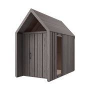 Grau-Braune Gartenhütte | Dreieckfenster | Grau-Braun | Grundfläche: 4,64 m² | Skandinavischer Style | Malmö 23 | Satteldach | Außenmaße: 162,4 x 285,7 cm