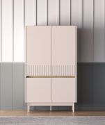 Highboard / Kommode Humboldt 04 | 4 Türen | Farbe: Eiche Cremona  / Kaschmir | Maße: 92 x 40 x 156 cm | Beine: Metall | Soft-Close | ABS-Kanten