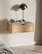 Nachtkommode hängend | 1 Vollauszug Schublade | Farbe: Eiche Mavelie | Soft-Close Funktion | 45 x 33 x 18 cm | Nachtkästchen | für Schlafzimmer
