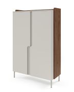 Kommode | Farbe: Kaschmir / Alba-Walnuss | 2 Drehtüren | 8 Fächer | 103 x 42 x 160 cm | Push-to-open Funktion | Highboard | Beine: Metall