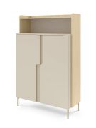 Kommode | Farbe: Eiche Mavelie / Macadamia | 2 Drehtüren | 3 Fächer | 103 x 42 x 160 cm | Highboard | Push-to-open Funktion | Metallbeine
