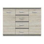 Kommode Pamulang 10, Farbe: Sonoma Eiche - Abmessungen: 91 x 122 x 40 cm (H x B x T)