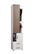 Schrank Bulolo 08, Farbe: Weiß / Nuss - Abmessungen: 198 x 45 x 38 cm (H x B x T)