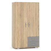 Schrank Ciomas 09, Farbe: Sonoma Eiche / Grau - Abmessungen: 145 x 80 x 40 cm (H x B x T)