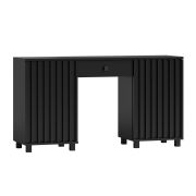Schreibtisch mit 4 Fächern, in Schwarz, 77 x 140 x 60 cm, Soft Close System, 2 Türen und 1 Schublade, Fronten mit Lamellen, Metallgriffe