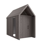 Grau-Braune Gartenhütte | Dreieckfenster | Grundfläche: 4,50 m² | Skandinavischer Style | Satteldach | Außenmaße: 162,4 x 207,7 cm | Malmö 19