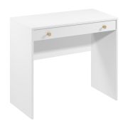 Weißer Schreibtisch Ersigen 01, 76 x 90 x 40 cm, edle Metallgriffe in Gold, ABS Kantenschutz, Schminktisch, mit 1 großen geräumigen Schublade