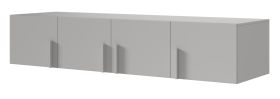 Schrankaufsatz für Kleiderschrank Edegem 01 | 200 x 61 x 40 cm | Farbe: Platingrau | 4 Türen | 3 Fächer | ABS-Kanten