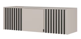 Aufsatz für Kleiderschrank Leeds 31 & 32, in Kaschmir mit schwarzen Lamellen, 50 x 155 x 51 cm, mit 3 Türen und 3 Fächern, ABS-Kanten