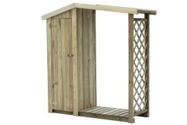 Kaminholzunterstand mit Schrank - Abmessungen: 160 x 56 x 180 cm (L x B x H)