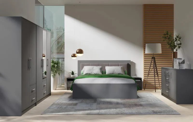 Schlafzimmer Komplett - Set B Hannut, 6-teilig, Farbe: Anthrazit
