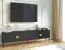 TV-Board / TV-Unterschrank Amfipoli 05, Soft-Close-Funktion, Farbe: Schwarz mit Holzstruktur, vier Drehtüren, Maße: 54 x 200 x 40 cm, zwei Kabeldurchführungen