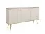 Wohnzimmer - Set D Horsham, 3-teilig, Farbe: Beige, Push-to-open Funktion, Beine: Gold, eine schmale Kommode, ein Sideboard, ein Schminktisch, ABS-Kanten