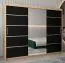 Schiebetürenschrank / Kleiderschrank Jan 06B mit Spiegel, Farbe: Eiche Sonoma / Schwarz - Abmessungen: 200 x 250 x 62 cm ( H x B x T)