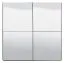 Kleiderschrank Bogati 03, Schwebetürenschrank, Farbe: Weiß / Weiß Hochglanz, zwei Spiegeltüren, zwei Kleiderstangen, Maße: 210 x 217 x 62,5 cm