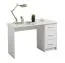 Schreibtisch Powar 02, Farbe: Weiß, drei Schubladen, Griffe: Grau, Maße: 74,5 x 121 x 50 cm, ABS-Kantenschutz, schlichtes Design, für Büro