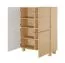 Kommode | 4 Türen | Farbe: Eiche Vicenza | 8 Fächer | Push-to-open Funktion | 100 x 38 x 125 cm | Highboard | ABS-Kanten | Holzbeine | weiche Linien