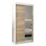 Schiebetürenschrank / Kleiderschrank Jan 01B mit Spiegel, Farbe: Weiß matt / Eiche Sonoma - Abmessungen: 200 x 100 x 62 cm ( H x B x T)