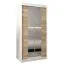Schiebetürenschrank / Kleiderschrank Jan 01D mit Spiegel, Farbe: Weiß matt / Eiche Sonoma - Abmessungen: 200 x 100 x 62 cm ( H x B x T)