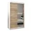 Schiebetürenschrank / Kleiderschrank Jan 02B mit Spiegel, Farbe: Weiß matt / Eiche Sonoma - Abmessungen: 200 x 120 x 62 cm ( H x B x T)