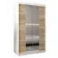 Schiebetürenschrank / Kleiderschrank Jan 02D mit Spiegel, Farbe: Weiß matt / Eiche Sonoma - Abmessungen: 200 x 120 x 62 cm (H x B x T)