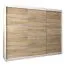 Schiebetürenschrank / Kleiderschrank Jan 06A, Farbe: Weiß matt / Eiche Sonoma - Abmessungen: 200 x 250 x 62 cm ( H x B x T)