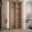 Eichenfarbener Kleiderschrank Tharo, 235,2 x 100 x 45 cm, viel Stauraum, auch für Wohnzimmer geeignet, Metallgriff in schwarz, Anti Staubbürsten inklusive