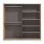 Schwebetürenschrank mit Spiegel Indika 10, zwei Kleiderstangen, Farbe: Eiche Artisan / Schwarz, zwei Fächer, Maße: 217,5 x 220 x 61 cm, für Schlafzimmer