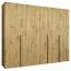 Kleiderschrank / Drehtürenschrank mit Soft-Close-Funktion Eiger 34, Farbe: Eiche Artisan, drei Kleiderstangen, Griffe: Schwarz, 2,5 Meter breit, drei Fächer