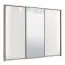 Kleiderschrank / Schwebetürenschrank Bogati 04, Farbe: Weiß / Weiß Hochglanz, eine Spiegeltür, zwei Kleiderstangen, Maße: 224 x 262,5 x 65,5 cm