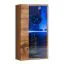 Außergewöhnliche Wohnwand mit fünf Türen Volleberg 27, Farbe: Eiche Wotan / Weiß - Abmessungen: 120 x 210 x 40 cm (H x B x T), mit blauer LED-Beleuchtung