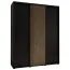 Schwarzer Schiebetürenschrank Tharo, modernes Design, schwarze Metallgriffe, inklusive Anti-Staubbürsten, platzsparend, viel Stauraum, 235,2 x 190 x 45 cm