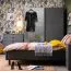 Schlafzimmer - Set C Kule, 5-teilig, Farbe: Graphitgrau, ein Kleiderschrank mit LED-Rahmen, eine Kommode und zwei Nachtkommoden